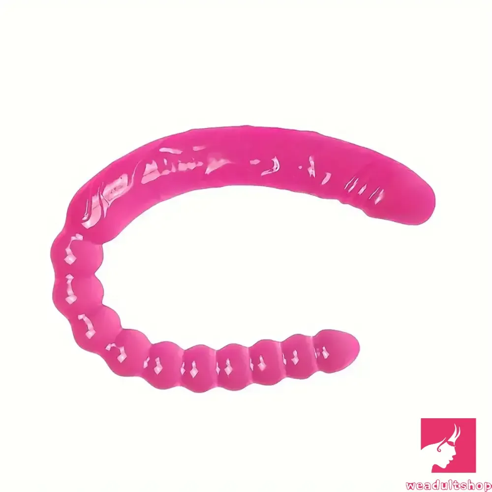 17.72in Long Double Heads Crystal Pink Simulation Dildo With Butt Beads