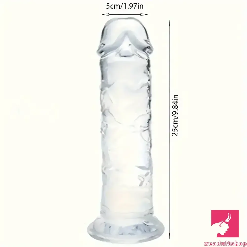 3.54in-9.84in Unisex Realistic Crystal Clear Dildo For Men Women Adult