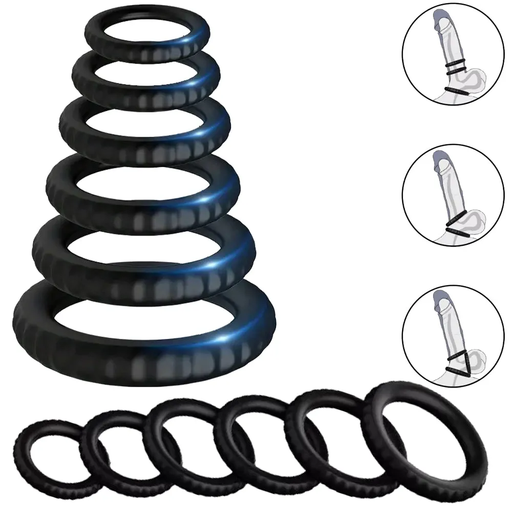 6 Cock Balls Ring Strong Silicone Male Penis Erection Enhancer Couples Rings