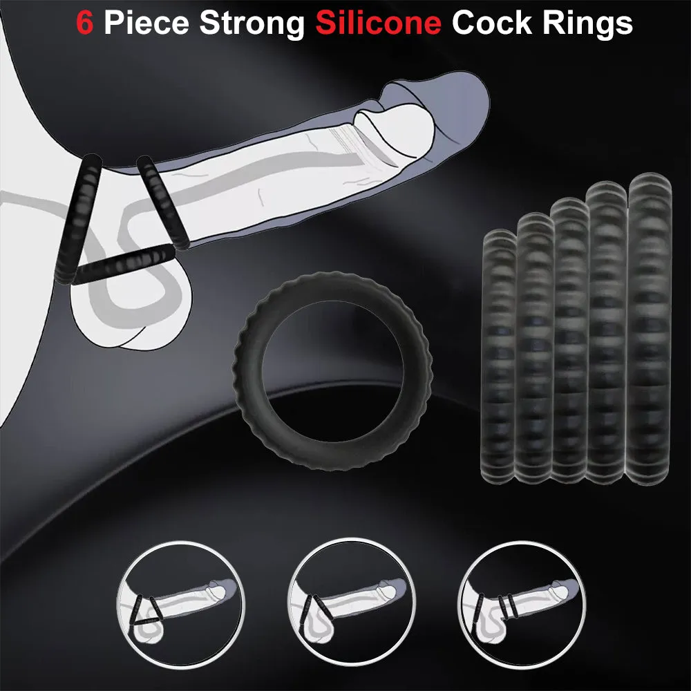 6 Cock Balls Ring Strong Silicone Male Penis Erection Enhancer Couples Rings