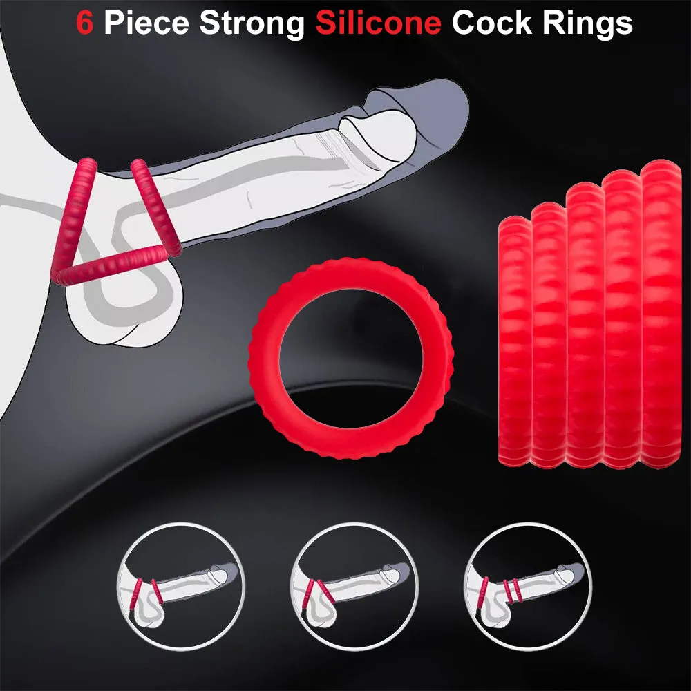 6 Cock Balls Ring Strong Silicone Male Penis Erection Enhancer Couples Rings