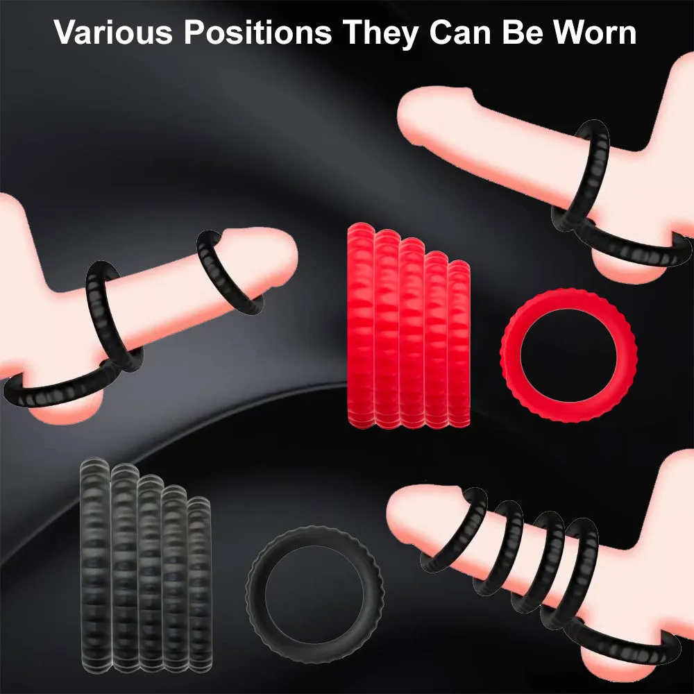 6 Cock Balls Ring Strong Silicone Male Penis Erection Enhancer Couples Rings