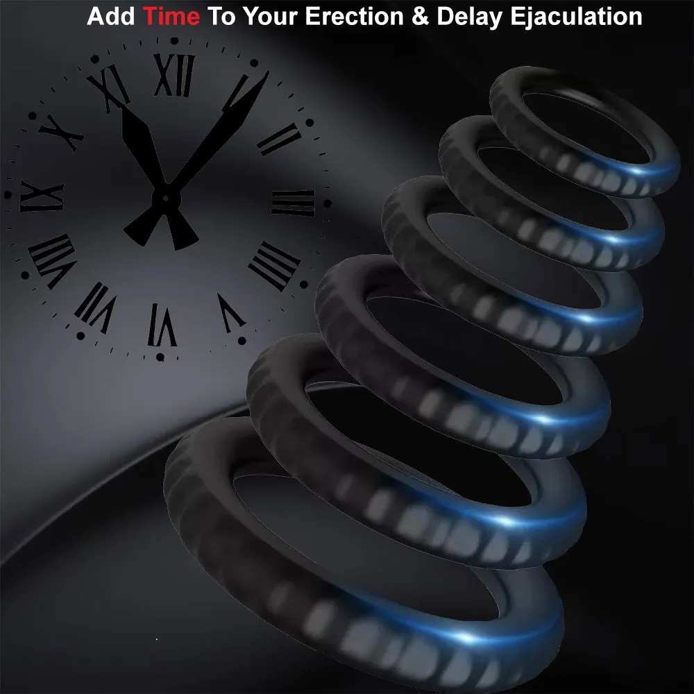 6 Cock Balls Ring Strong Silicone Male Penis Erection Enhancer Couples Rings