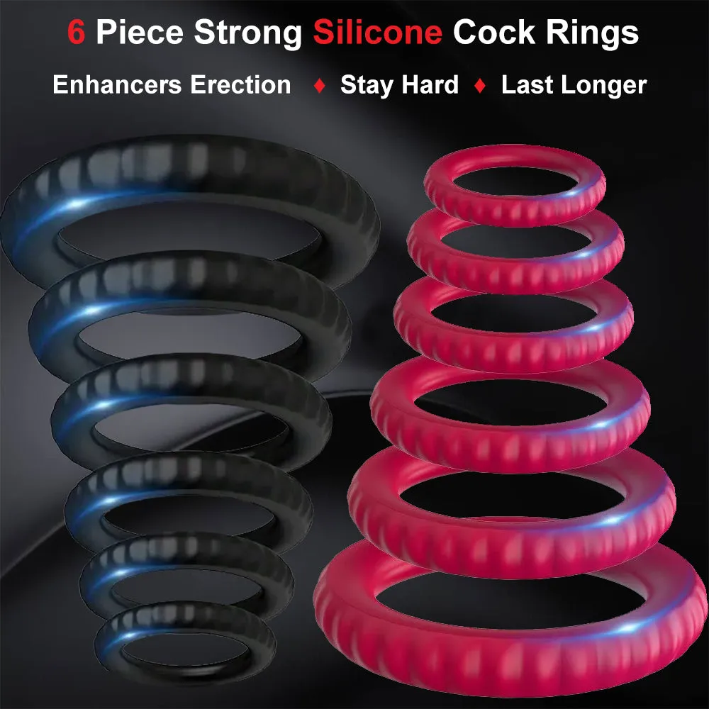 6 Cock Balls Ring Strong Silicone Male Penis Erection Enhancer Couples Rings