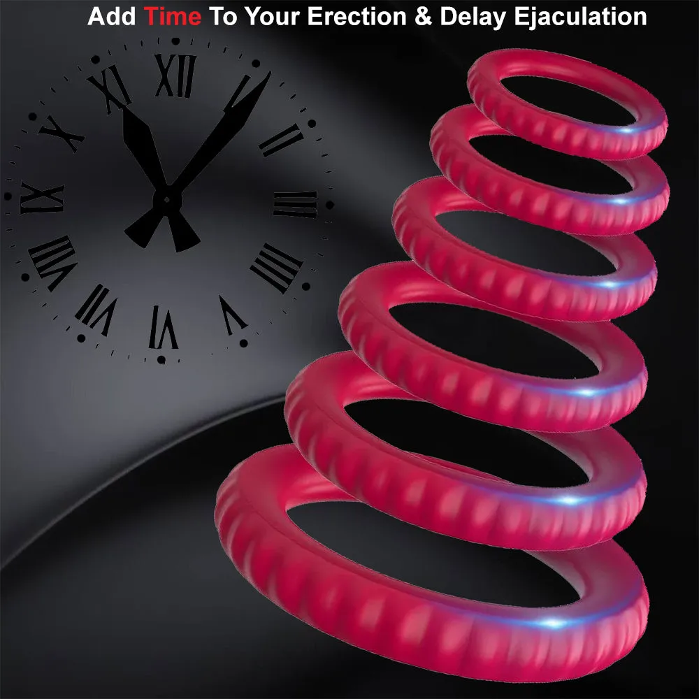 6 Cock Balls Ring Strong Silicone Male Penis Erection Enhancer Couples Rings