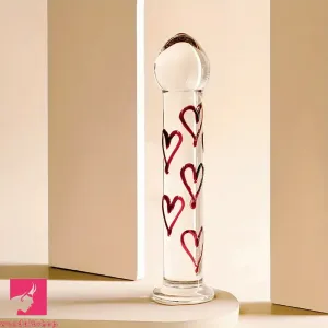 6.69in Crystal Heart Glass Clear Dildo Suction Cup Elegant Anal Sex Love