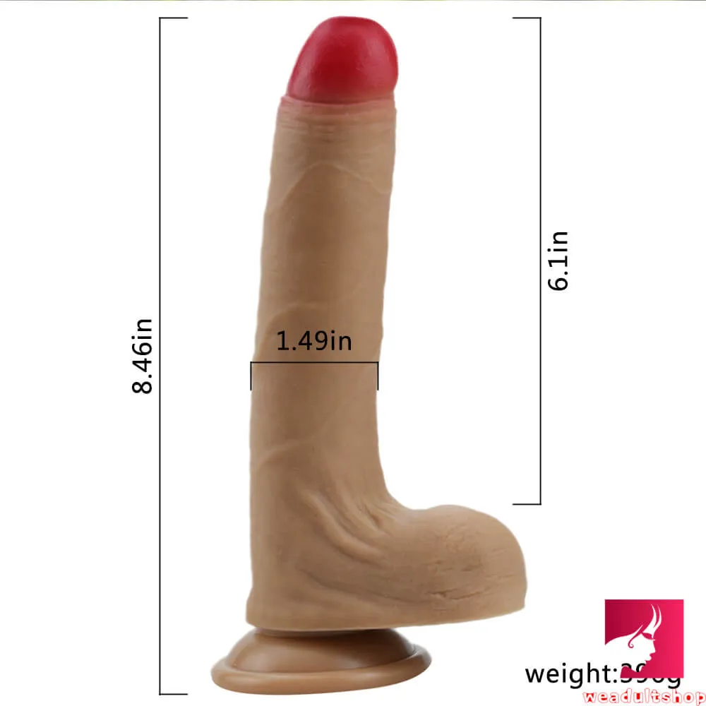 8.46in Soft Uncut Silicone Suction Cup Realistic Dildo For Women