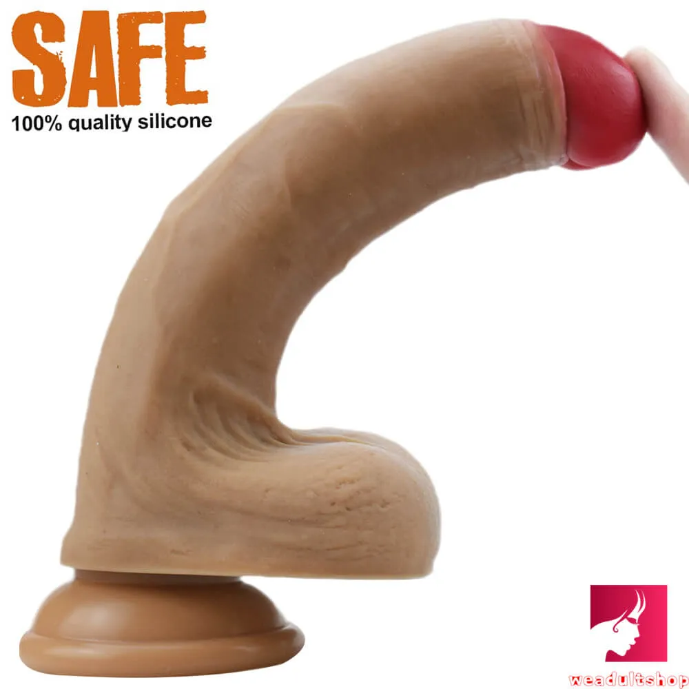 8.46in Soft Uncut Silicone Suction Cup Realistic Dildo For Women