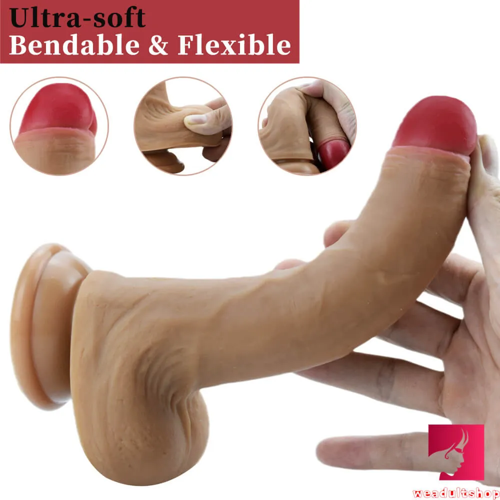 8.46in Soft Uncut Silicone Suction Cup Realistic Dildo For Women
