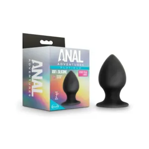 Anal Adventures Platinum - Silicone Anal Stout Plug - Large - Black
