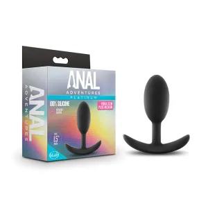 Anal Adventures Platinum Silicone Weighted Vibra Slim Plug Medium Black