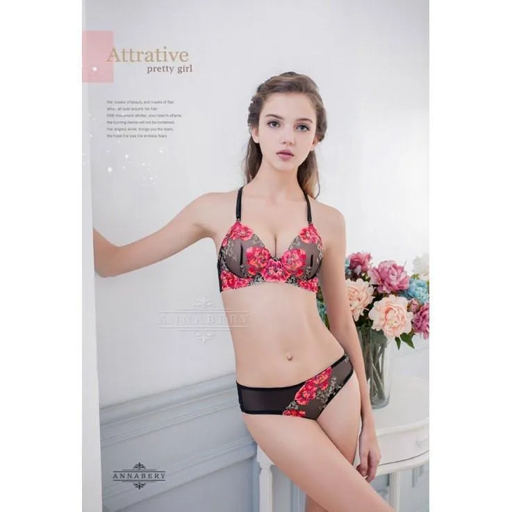 Annaberry - Luxury Love Beauty Back No Pad Rims Underwear Bra Set NA16040053 (Black)