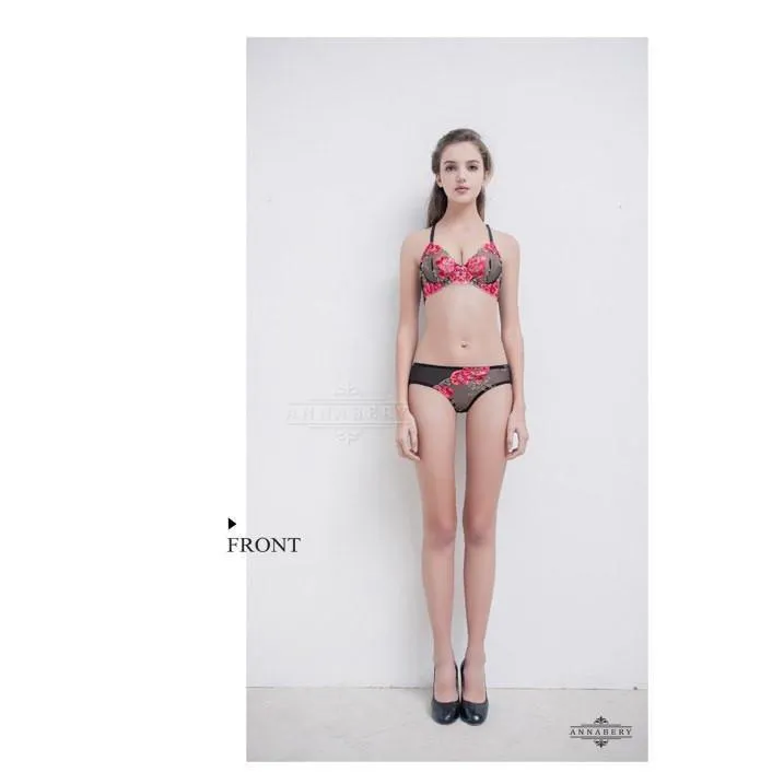 Annaberry - Luxury Love Beauty Back No Pad Rims Underwear Bra Set NA16040053 (Black)