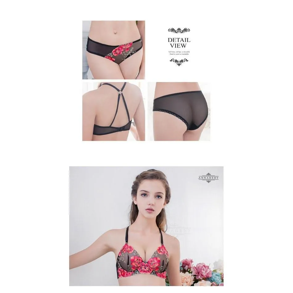 Annaberry - Luxury Love Beauty Back No Pad Rims Underwear Bra Set NA16040053 (Black)