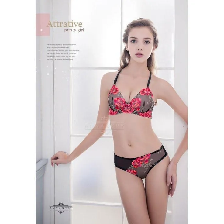 Annaberry - Luxury Love Beauty Back No Pad Rims Underwear Bra Set NA16040053 (Black)