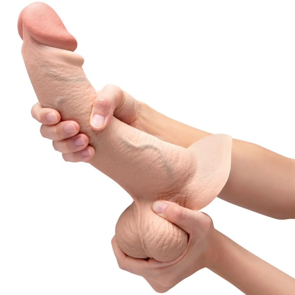 B-Vibe Slipskin Realistic Silicone Dildo-10 Curved Cream