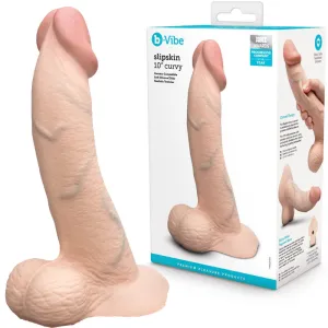 B-Vibe Slipskin Realistic Silicone Dildo-10 Curved Cream