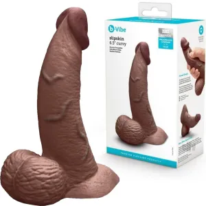 B-Vibe Slipskin Realistic Silicone Dildo-6.5 Curved Brown