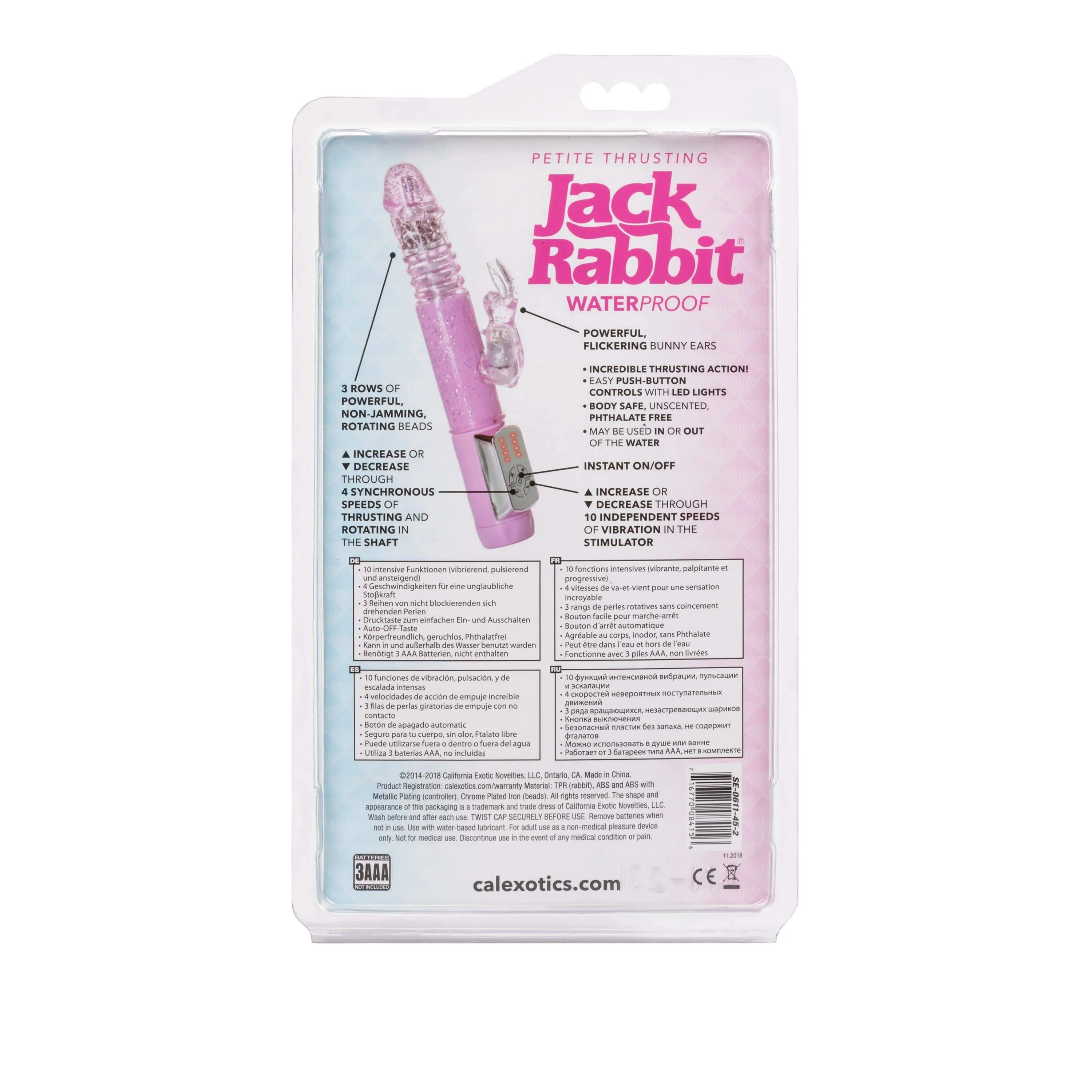 California Exotics - Jack Rabbit Petite Thrusting Jack Rabbit Vibrator (Pink)