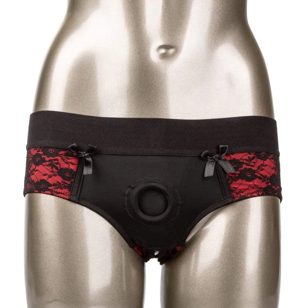 California Exotics - Scandal Crotchless Pegging Panty Set L/XL (Red)