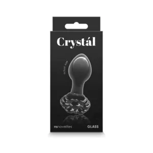 Crystal Flower Glass Anal Plug Black