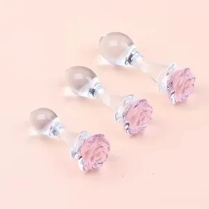 Crystal Glass Rose Anal Plug Sex Toy For G-spot Clit Masturbation