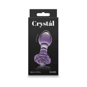 Crystal Rose Glass Anal Plug Purple