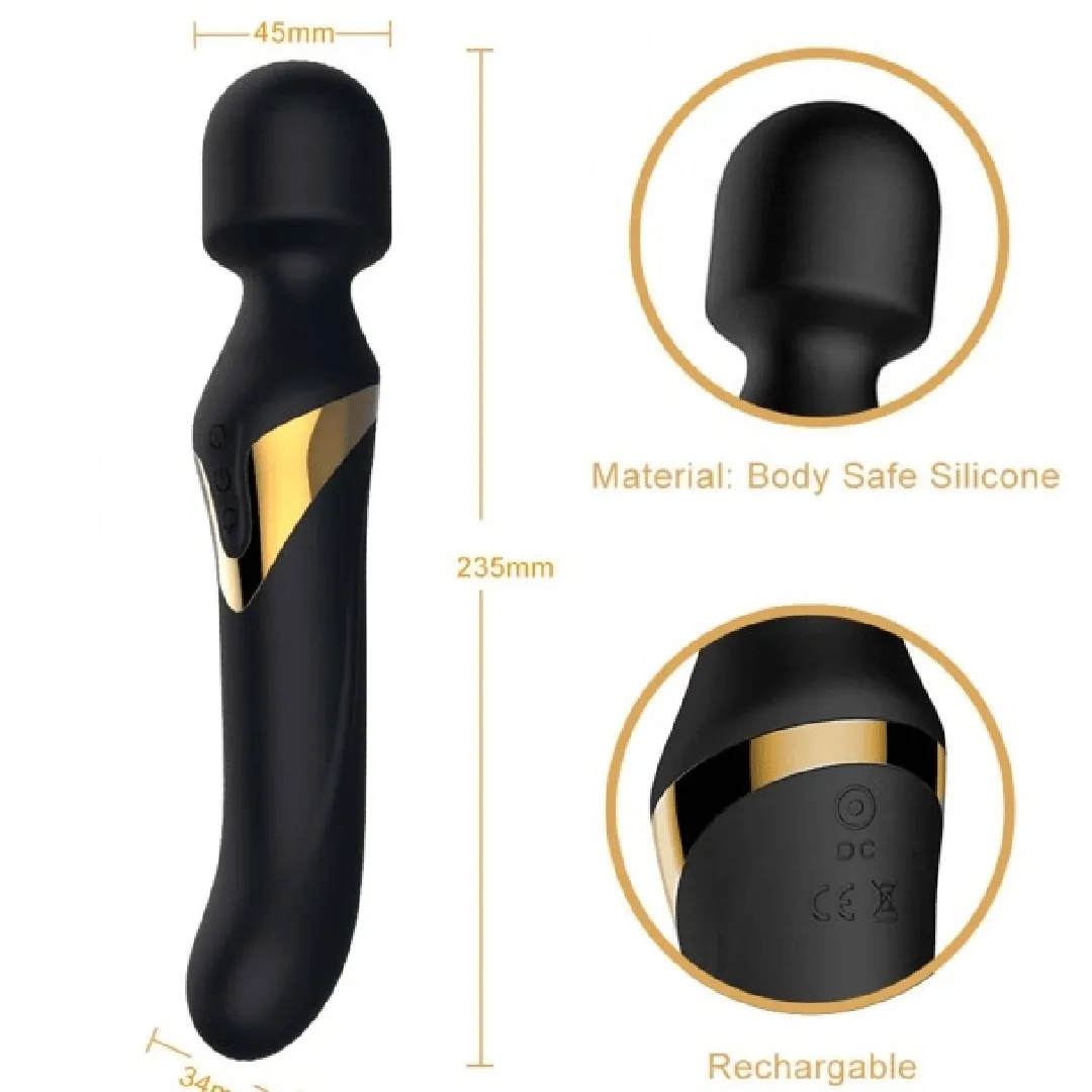 Dorcel Double Ended Wand & G-Spot Vibrator - Black & Gold