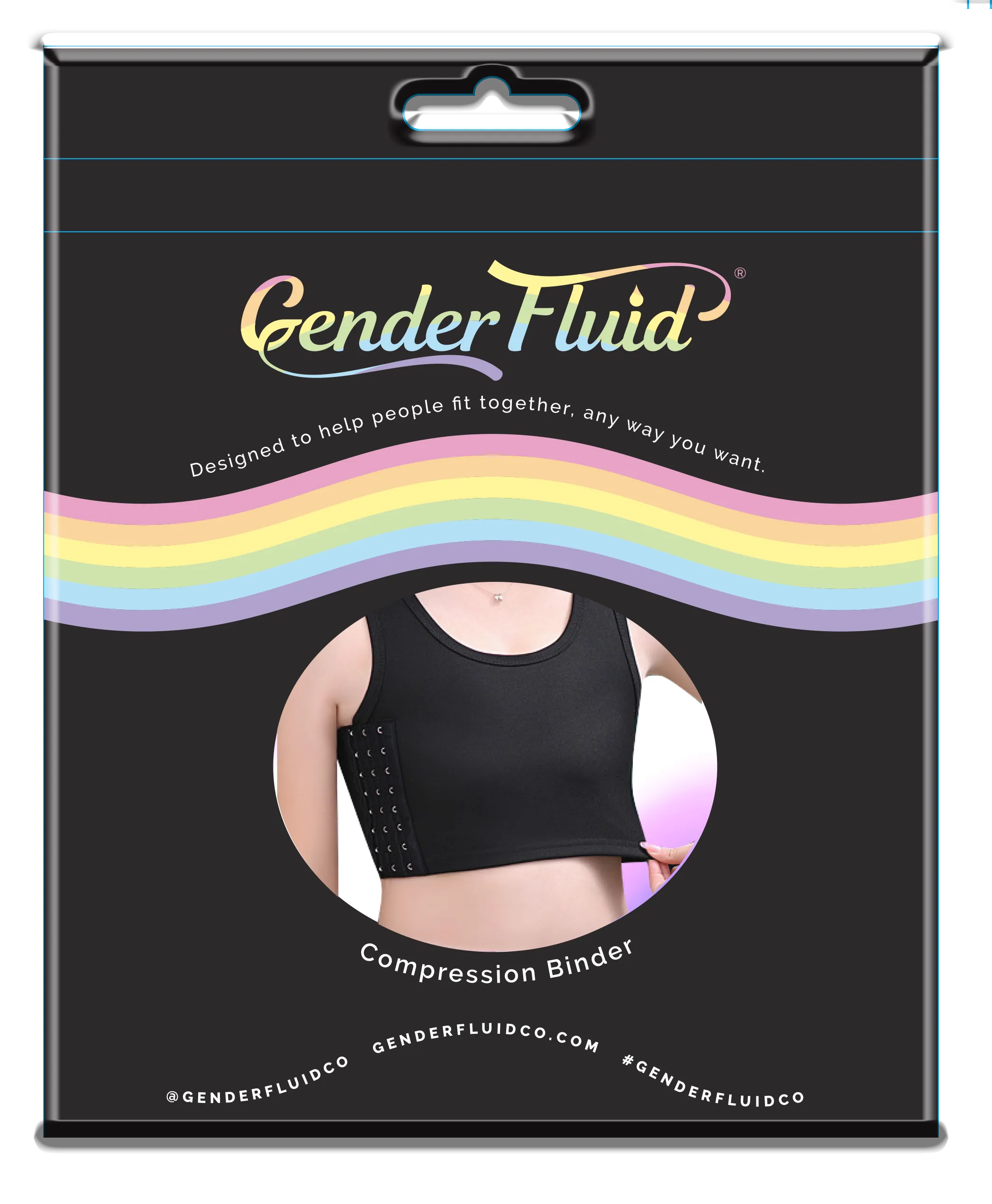 GENDER FLUID CHEST COMPRESSION BINDER BLACK 2XL