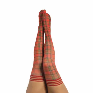 Kix'ies Grace Plaid Thigh Highs Red D