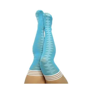 Kixies On Point Collection Par 4 Blue Argyle Thigh-high Stockings Size D