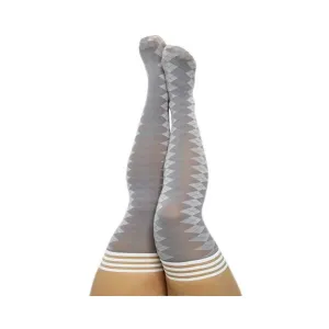 Kixies On Point Collection Par 4 Grey Argyle Thigh-high Stockings Size C