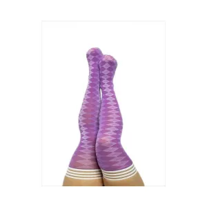Kixies On Point Collection Par 4 Purple Argyle Thigh-high Stockings Size C