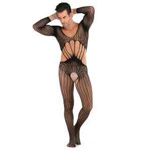 Men's Long Sleeve Mesh Jumpsuit