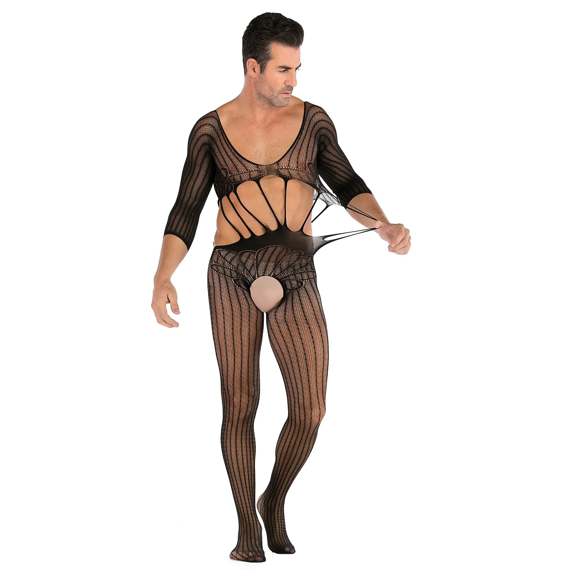 Men's Long Sleeve Mesh Jumpsuit