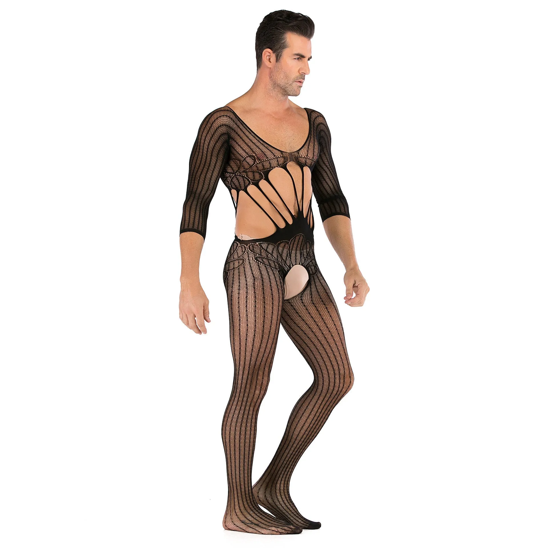 Men's Long Sleeve Mesh Jumpsuit