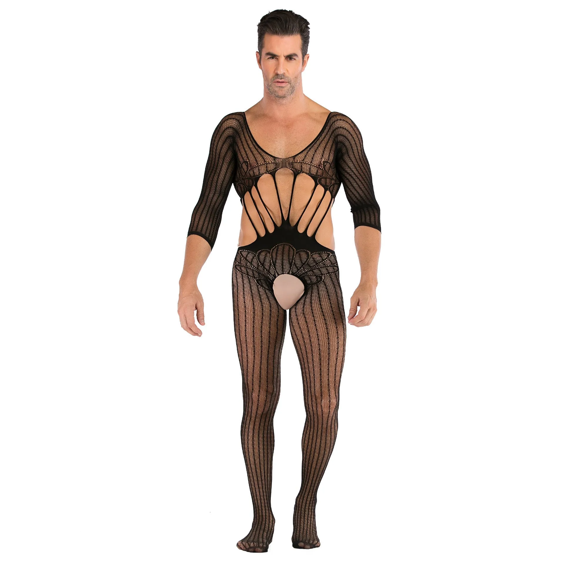 Men's Long Sleeve Mesh Jumpsuit