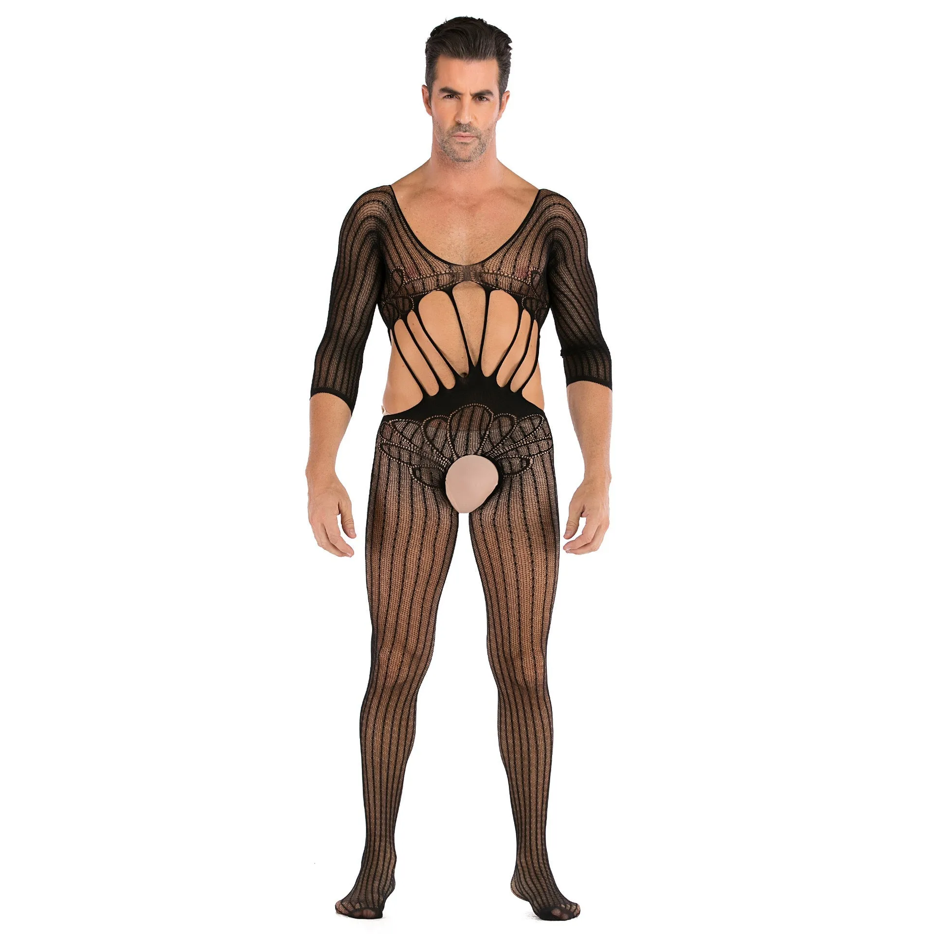 Men's Long Sleeve Mesh Jumpsuit