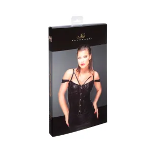 Noir Handmade Corset With Lace And Powerwetlook Xl