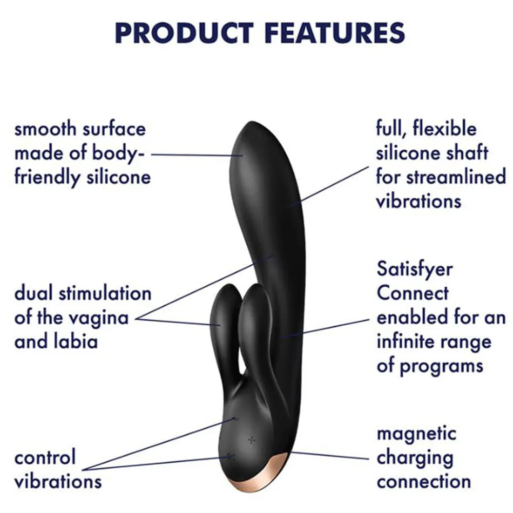 Satisfyer Double Flex App Rabbit Vibrator Black
