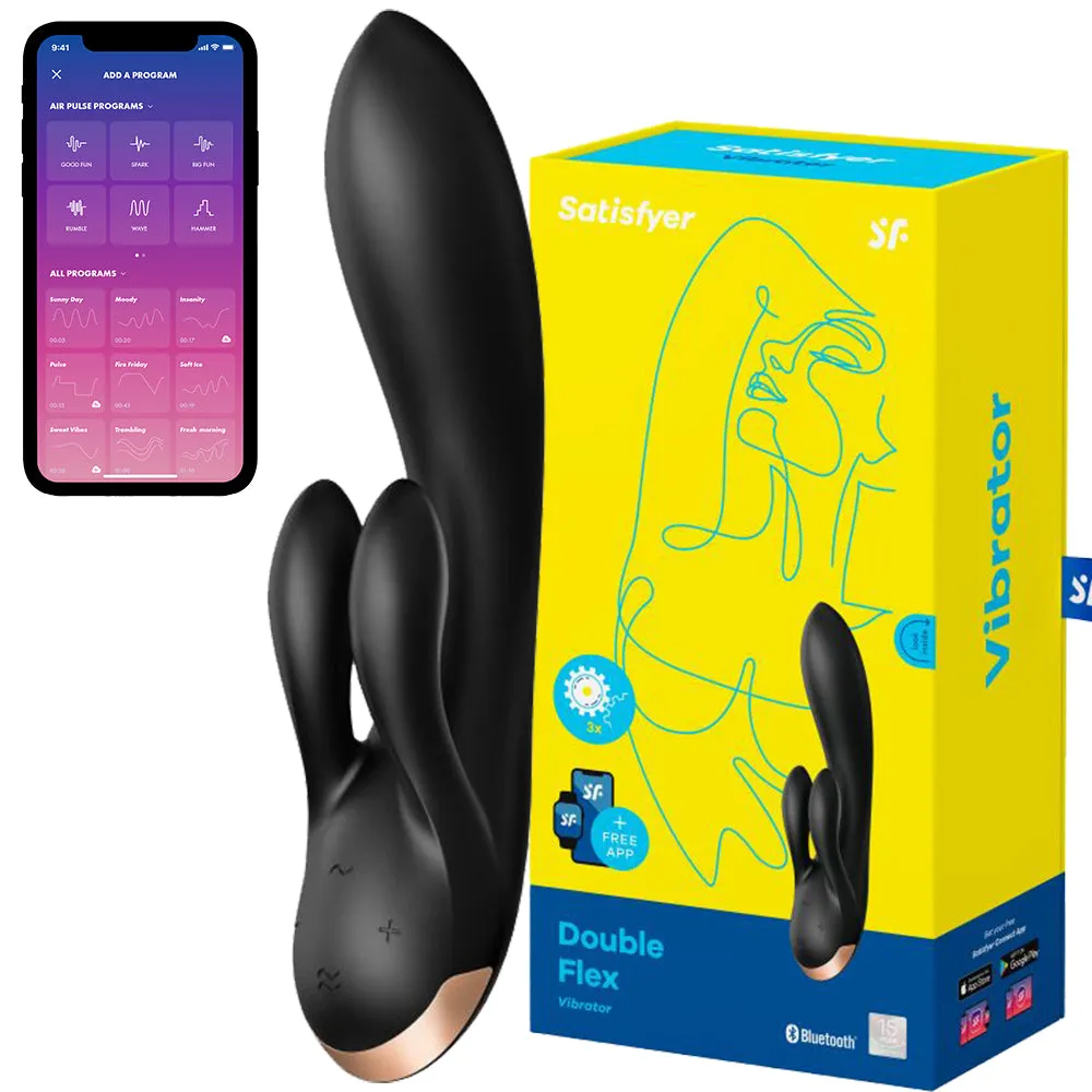Satisfyer Double Flex App Rabbit Vibrator Black