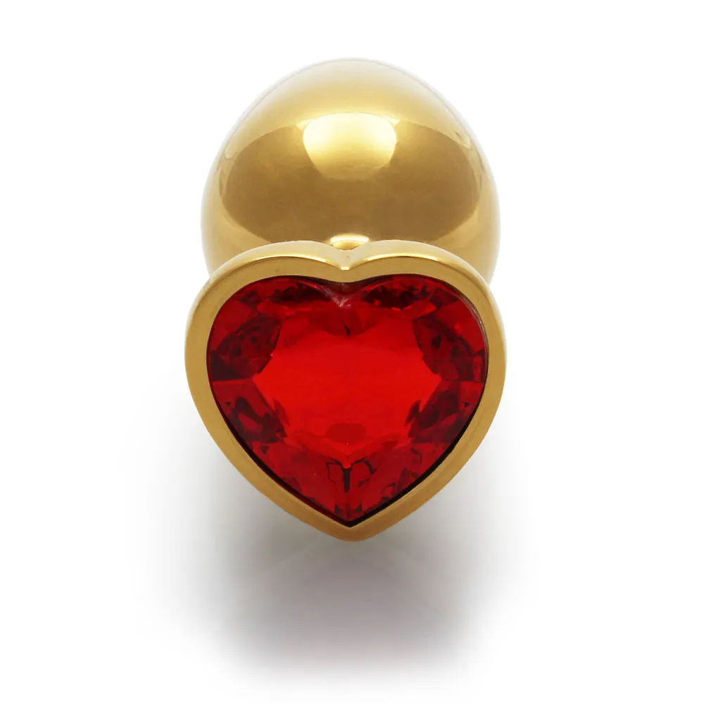 Shots Ouch! Heart Gem Butt Plug Large Gold/ruby Red
