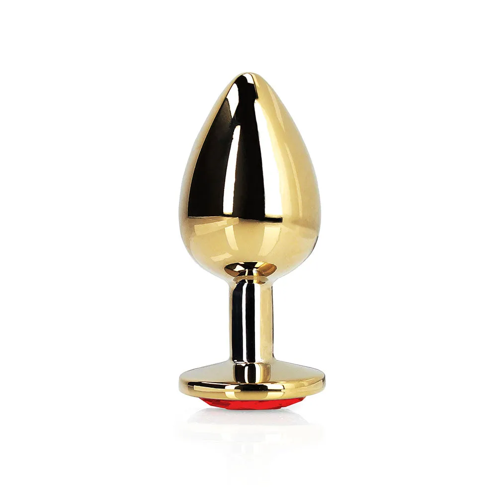 Shots Ouch! Heart Gem Butt Plug Large Gold/ruby Red