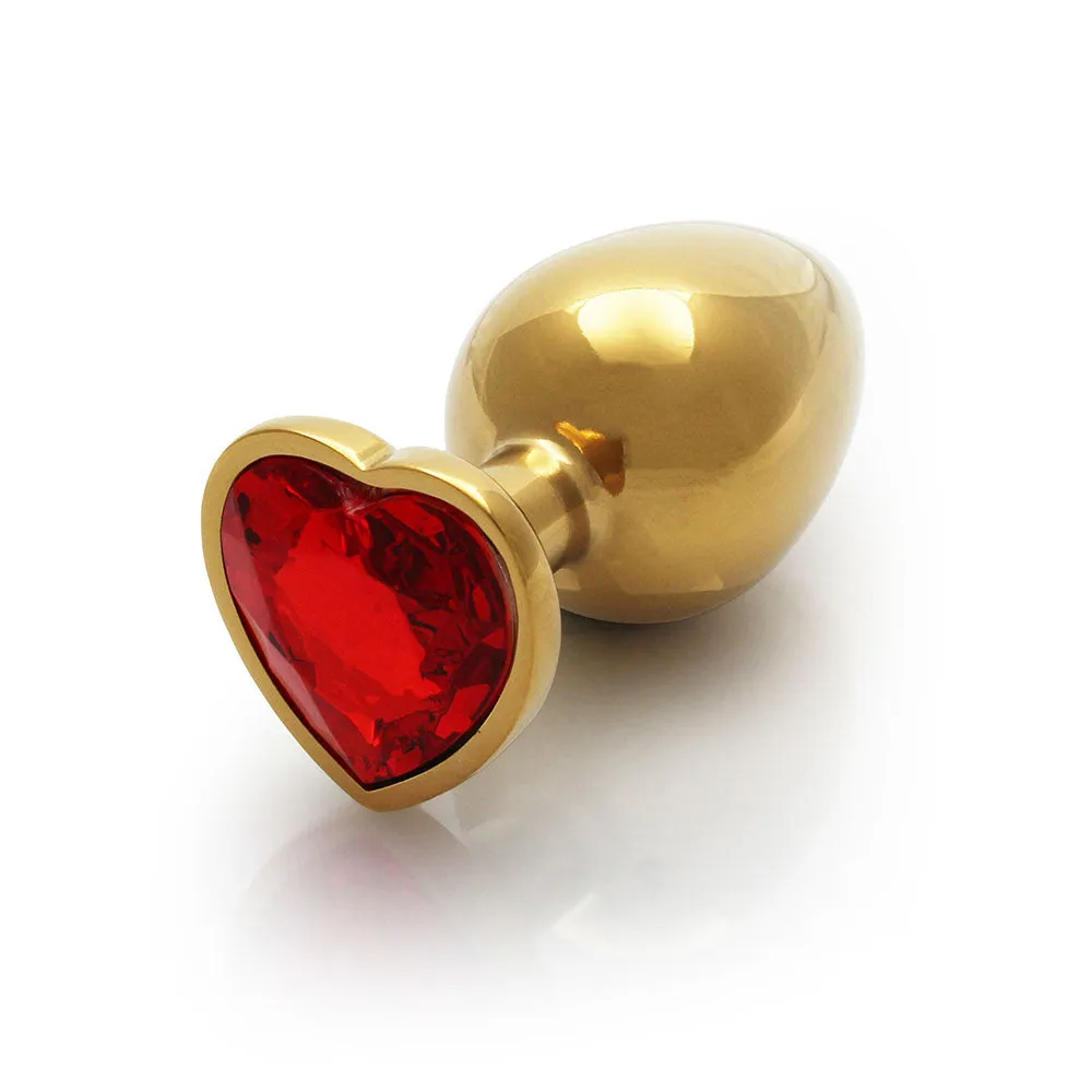 Shots Ouch! Heart Gem Butt Plug Large Gold/ruby Red