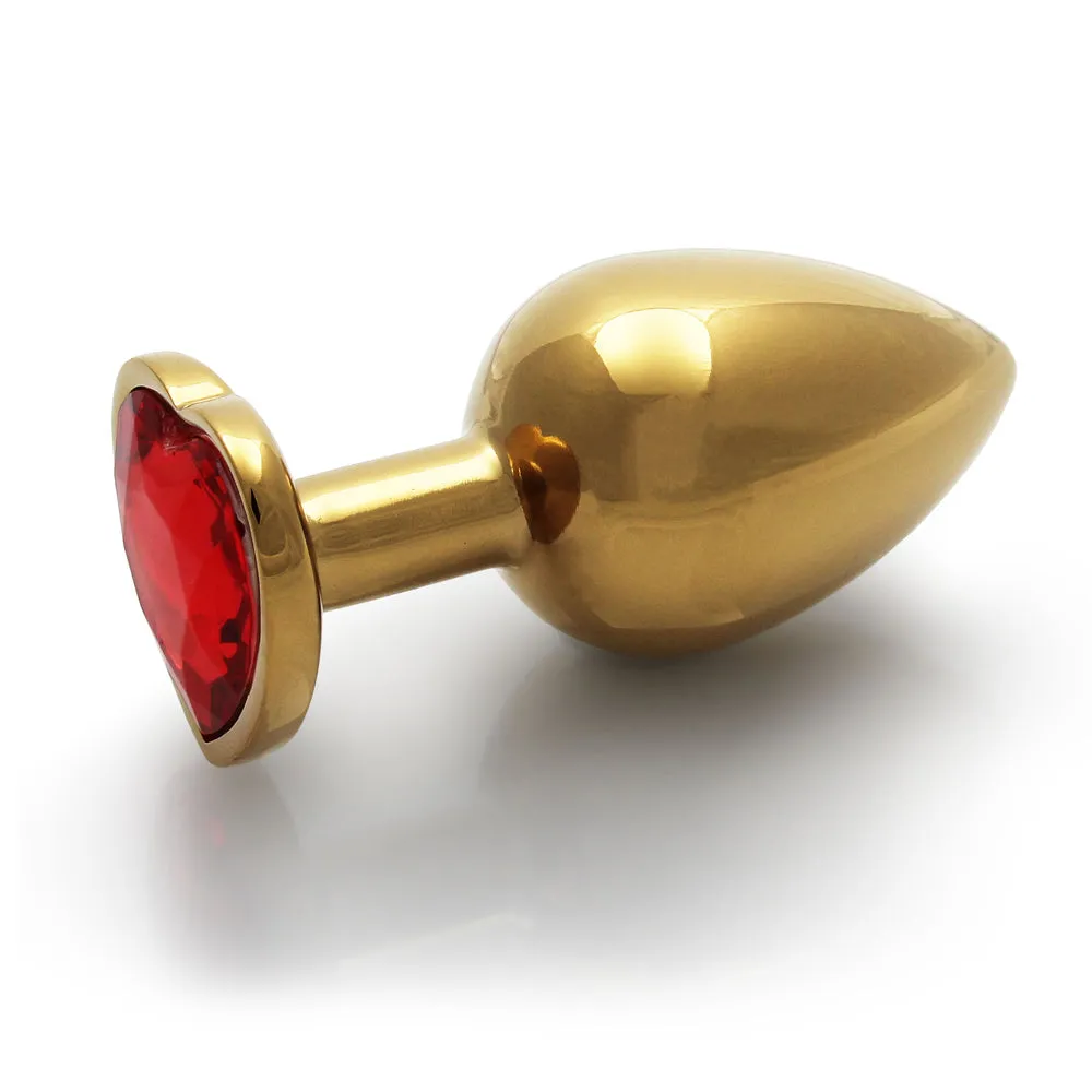 Shots Ouch! Heart Gem Butt Plug Large Gold/ruby Red