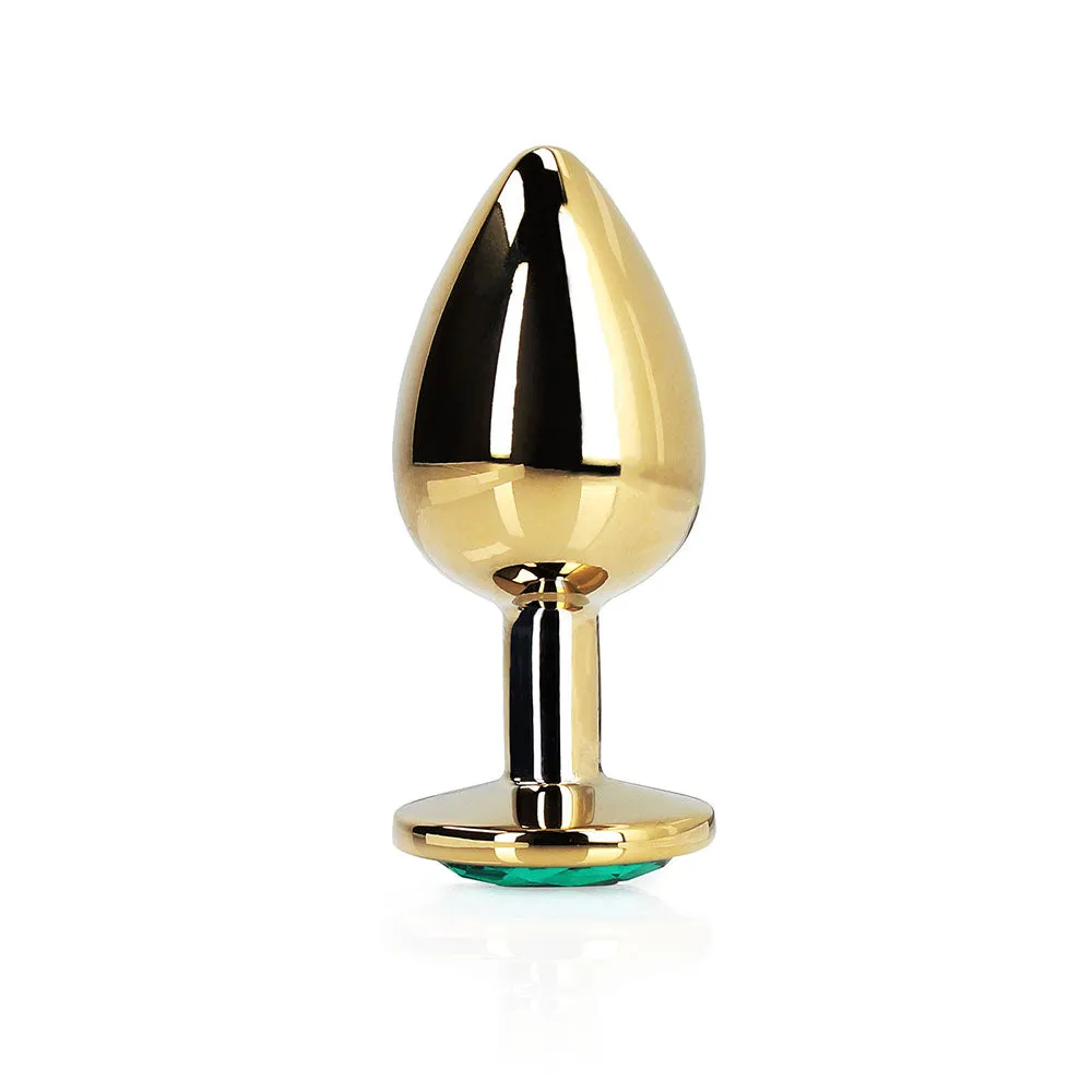 Shots Ouch! Round Gem Butt Plug Small Gold/emerald Green