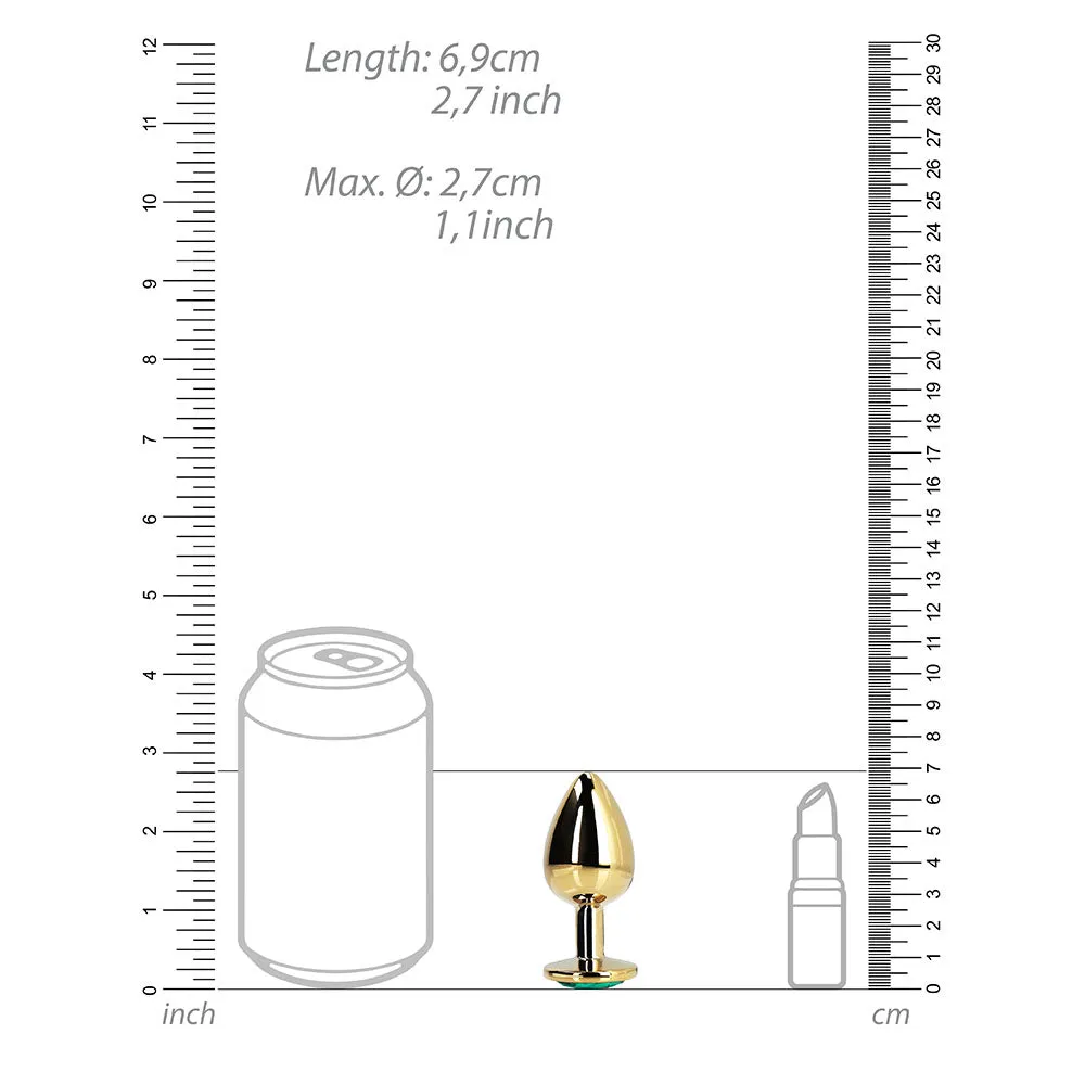 Shots Ouch! Round Gem Butt Plug Small Gold/emerald Green