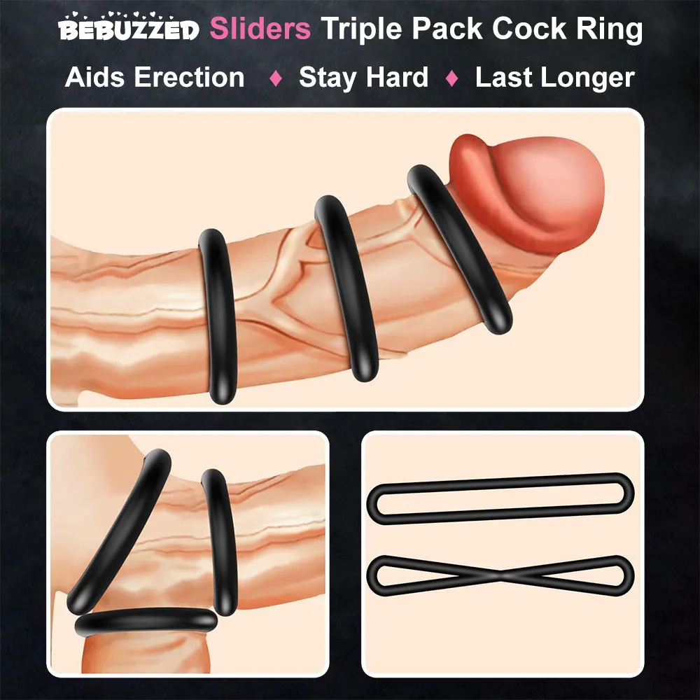 Slider 3 Pack Silicone Cock Rings Erection Enhancer Balls Ring