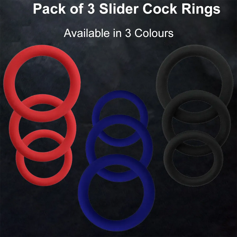 Slider 3 Pack Silicone Cock Rings Erection Enhancer Balls Ring