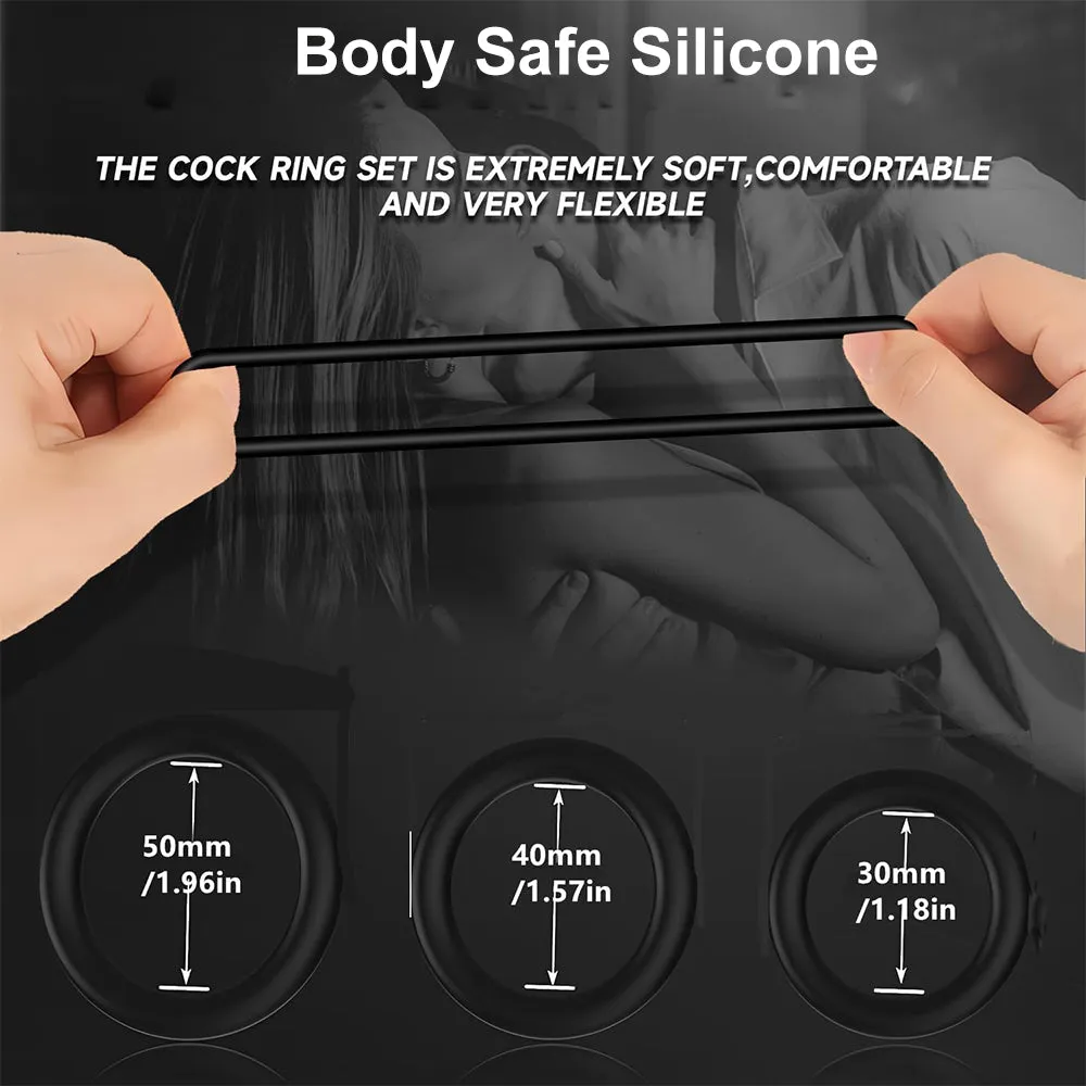 Slider 3 Pack Silicone Cock Rings Erection Enhancer Balls Ring